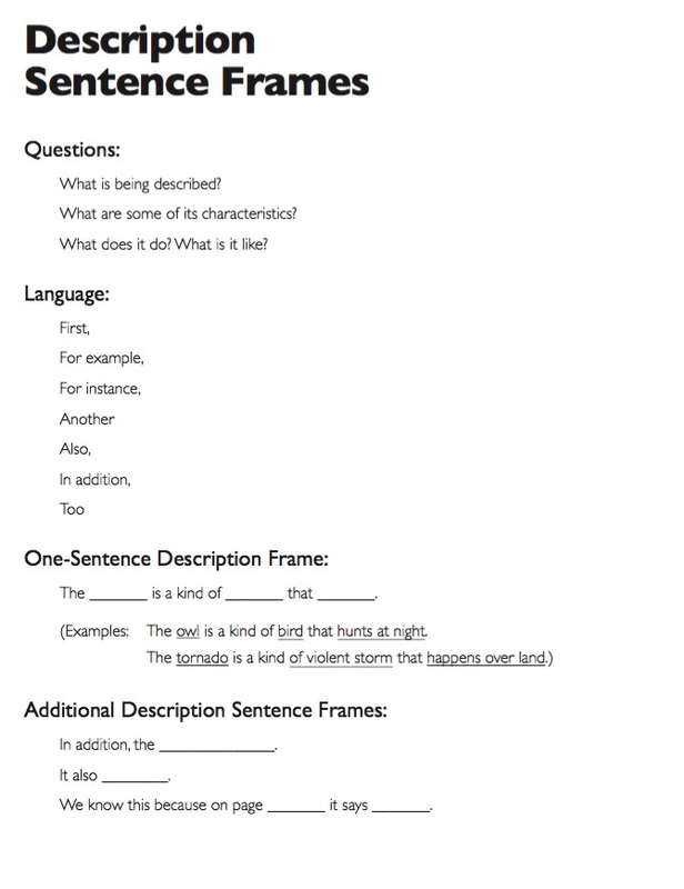 Sentence Frames Examples